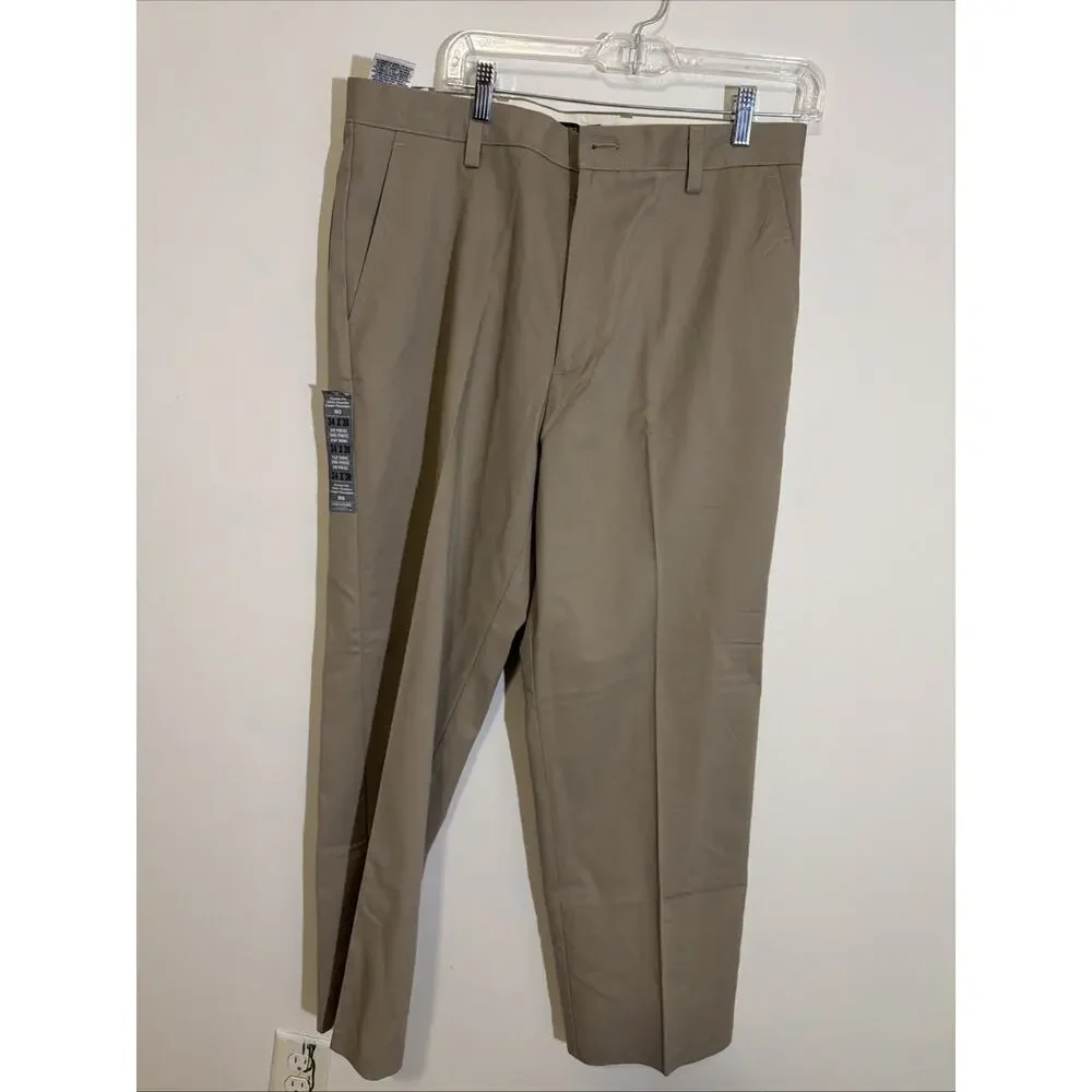 Dockers Mens Tan Casual D3 Classic Pants 34x30 Flat Front NWT